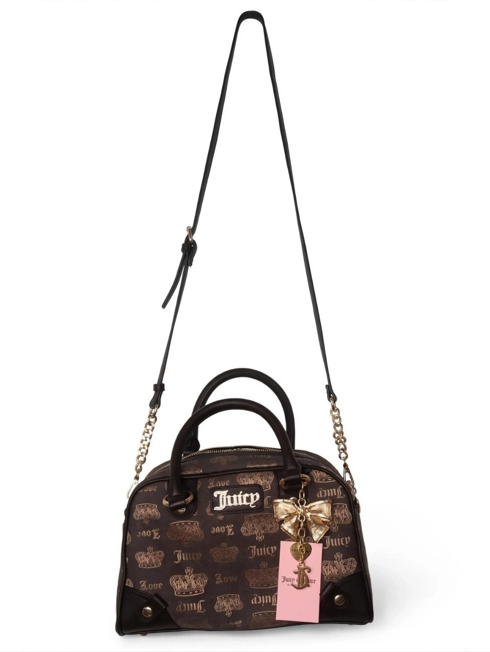 Juicy Couture Vintage Couture Bowler Satchel Crossbody Bag NWT Brown Monogram